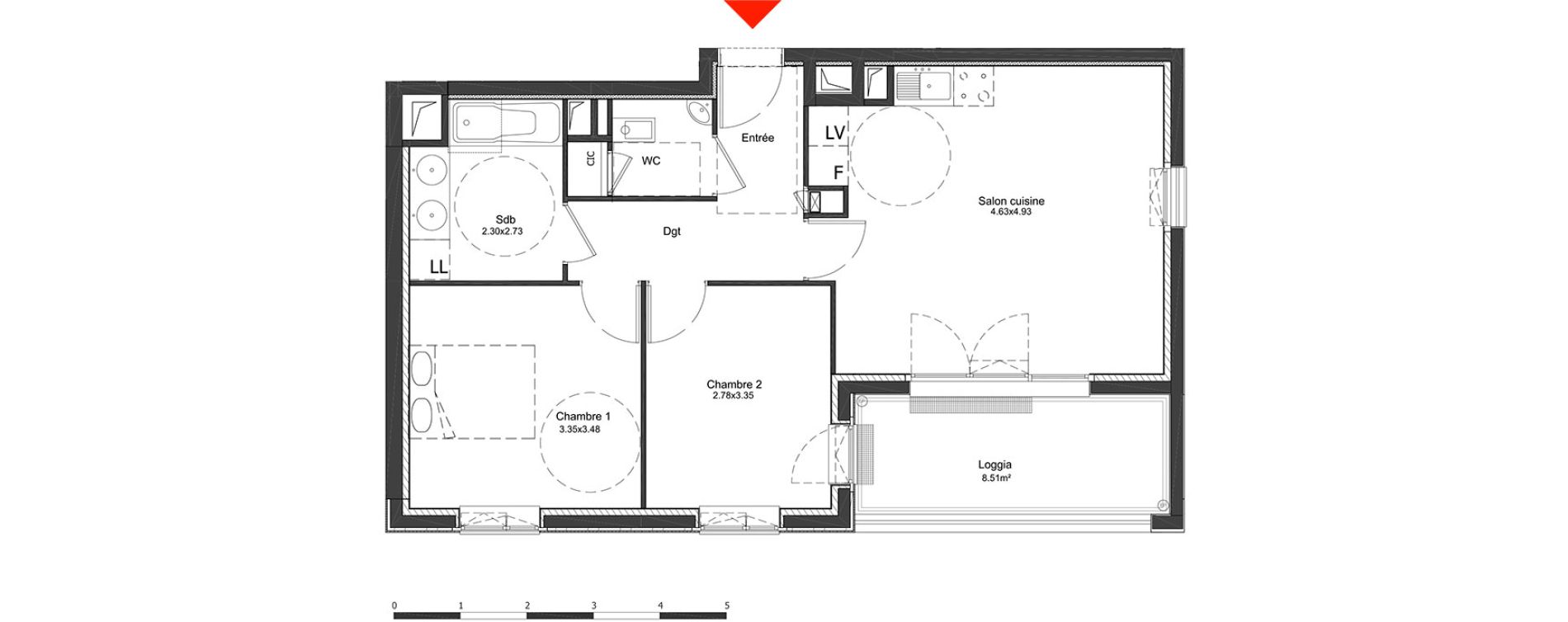 Appartement T3 de 59,71 m2 &agrave; Metz Amphith&eacute;&acirc;tre