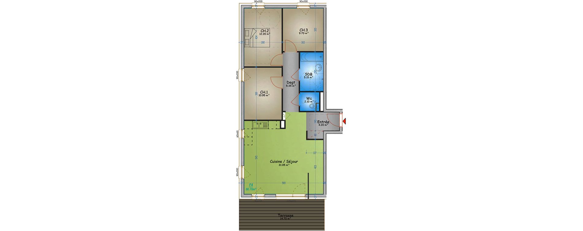 Appartement T4 de 80,70 m2 &agrave; Metz Planti&egrave;res - queuleu