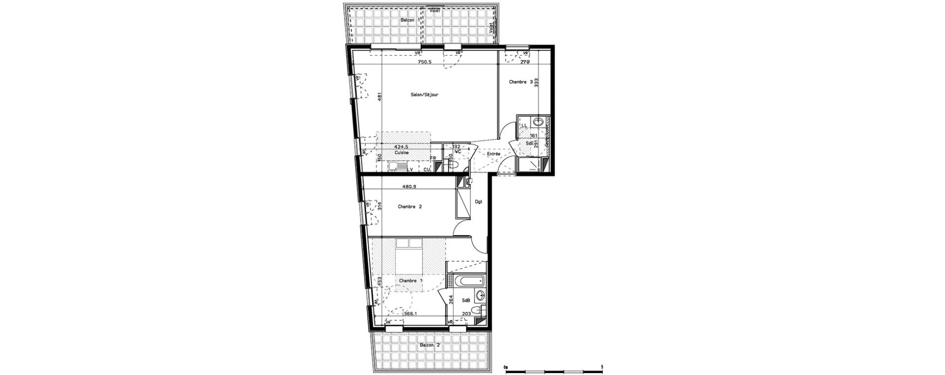 Appartement T5 de 106,95 m2 &agrave; Metz Planti&egrave;res - queuleu
