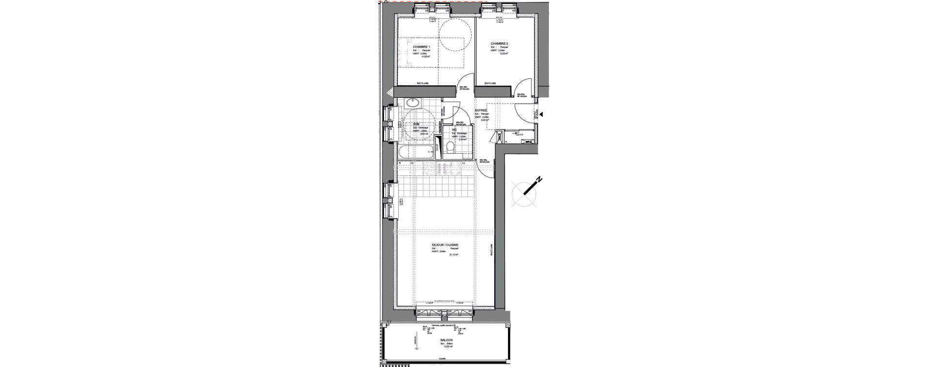 Appartement T3 de 68,13 m2 &agrave; Montigny-L&egrave;s-Metz Liz&eacute;