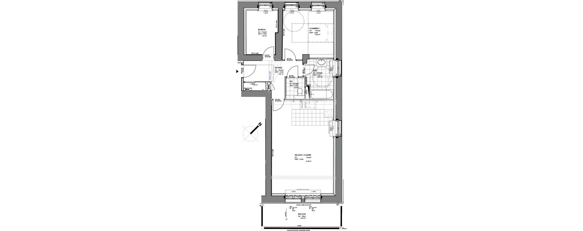 Appartement T3 de 69,98 m2 &agrave; Montigny-L&egrave;s-Metz Liz&eacute;