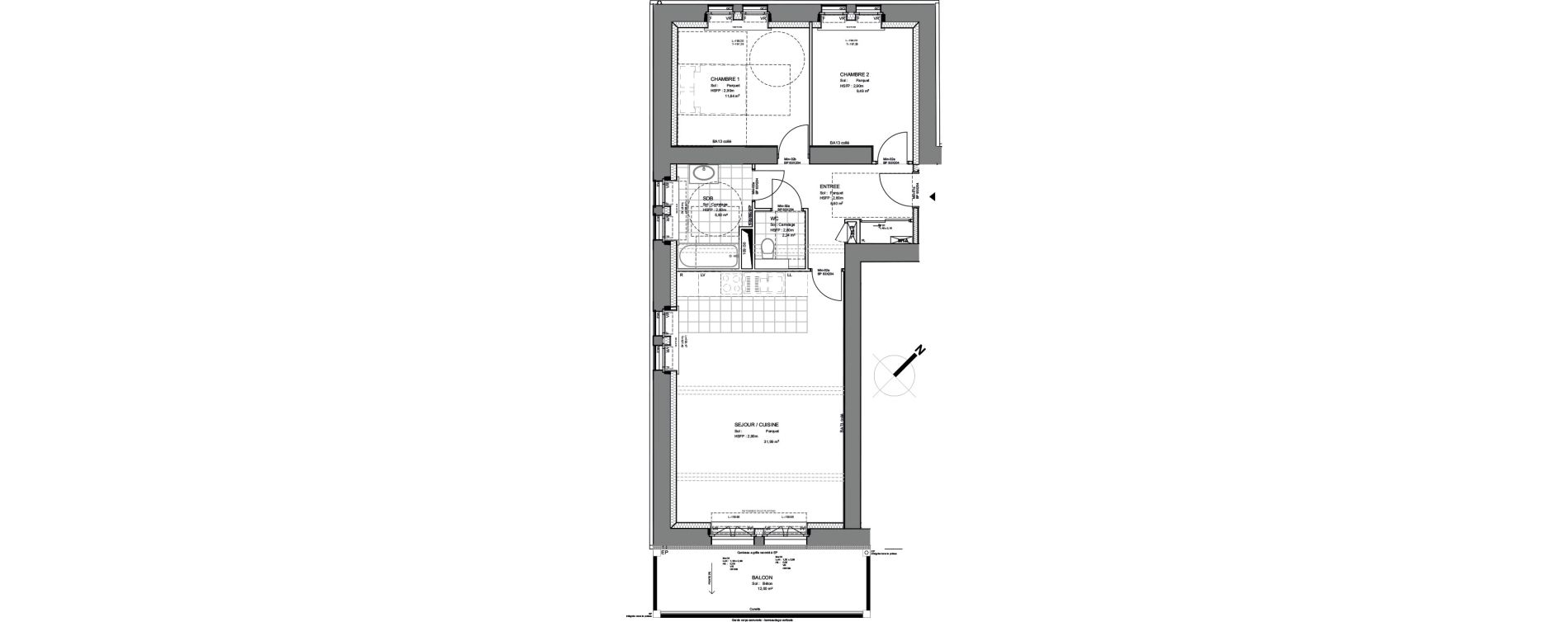 Appartement T3 de 69,76 m2 &agrave; Montigny-L&egrave;s-Metz Liz&eacute;