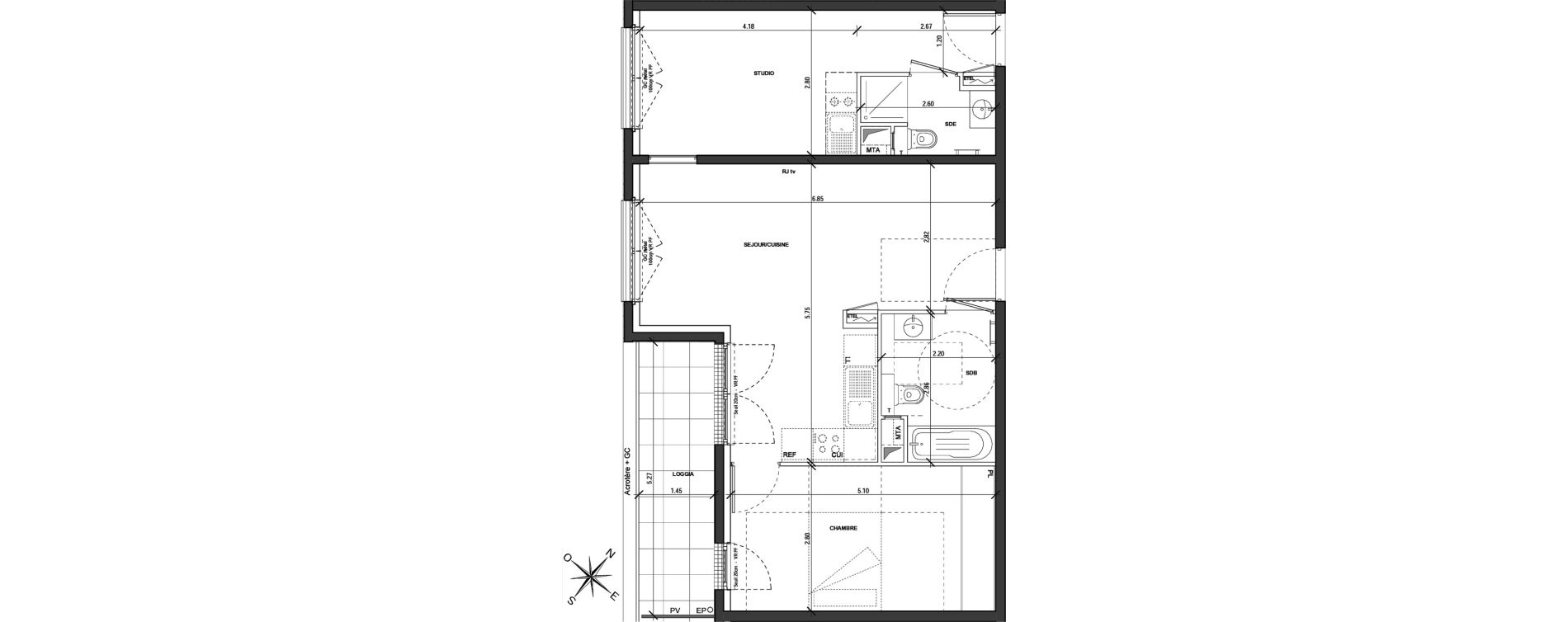 Appartement T3 de 55,24 m2 &agrave; Montigny-L&egrave;s-Metz Centre