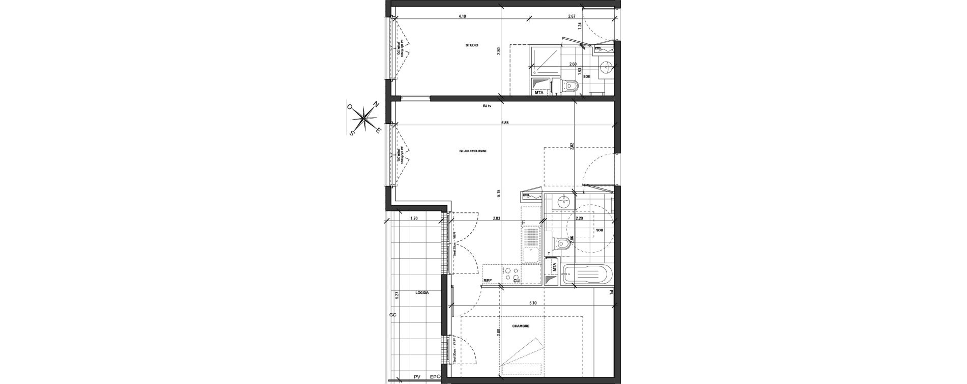 Appartement T3 de 66,24 m2 &agrave; Montigny-L&egrave;s-Metz Centre