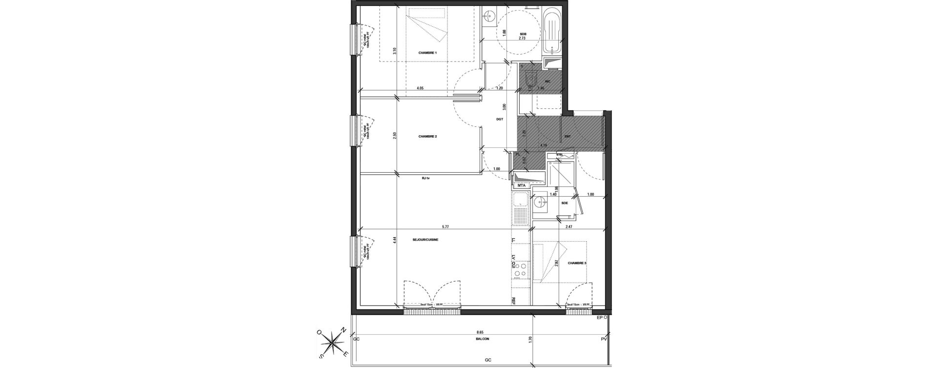 Appartement T4 de 75,50 m2 &agrave; Montigny-L&egrave;s-Metz Centre