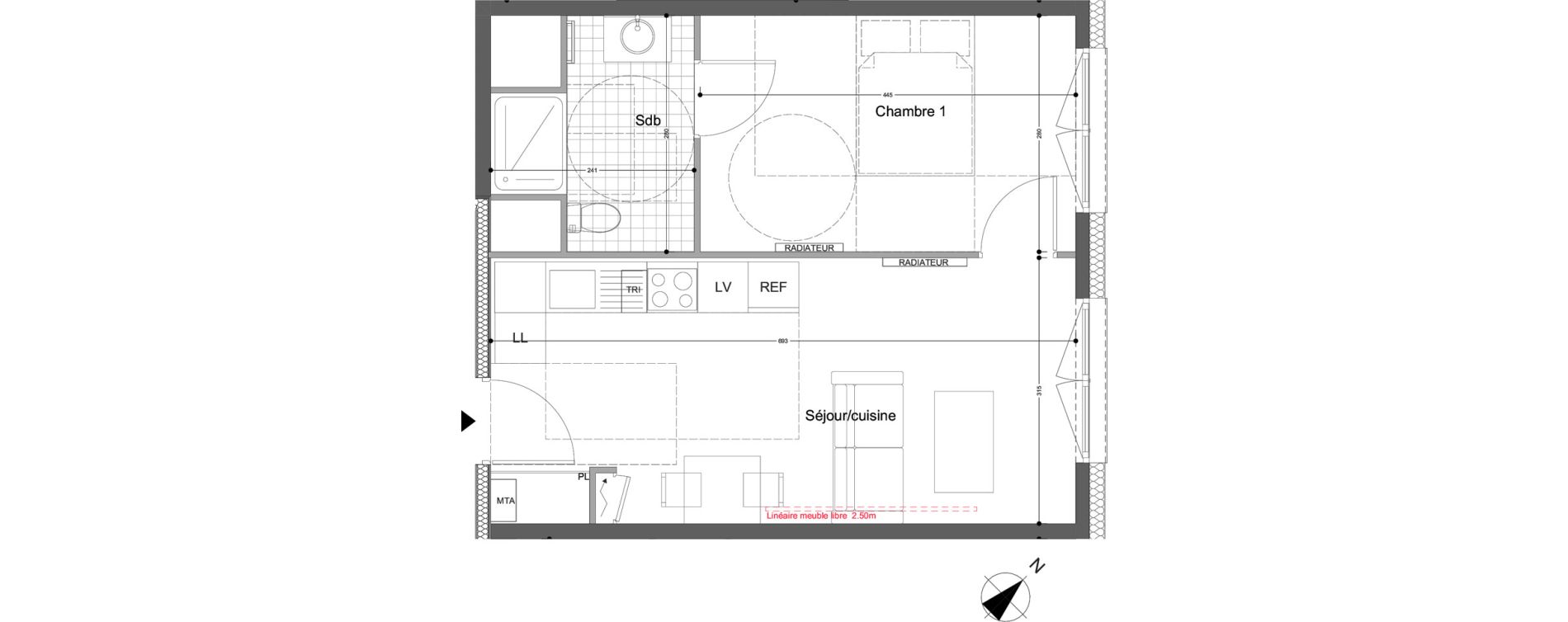 Appartement T2 de 39,40 m2 &agrave; Montigny-L&egrave;s-Metz Liz&eacute;