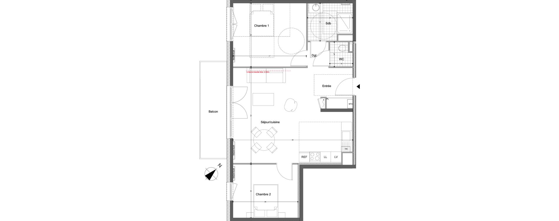 Appartement T3 de 71,00 m2 &agrave; Montigny-L&egrave;s-Metz Liz&eacute;