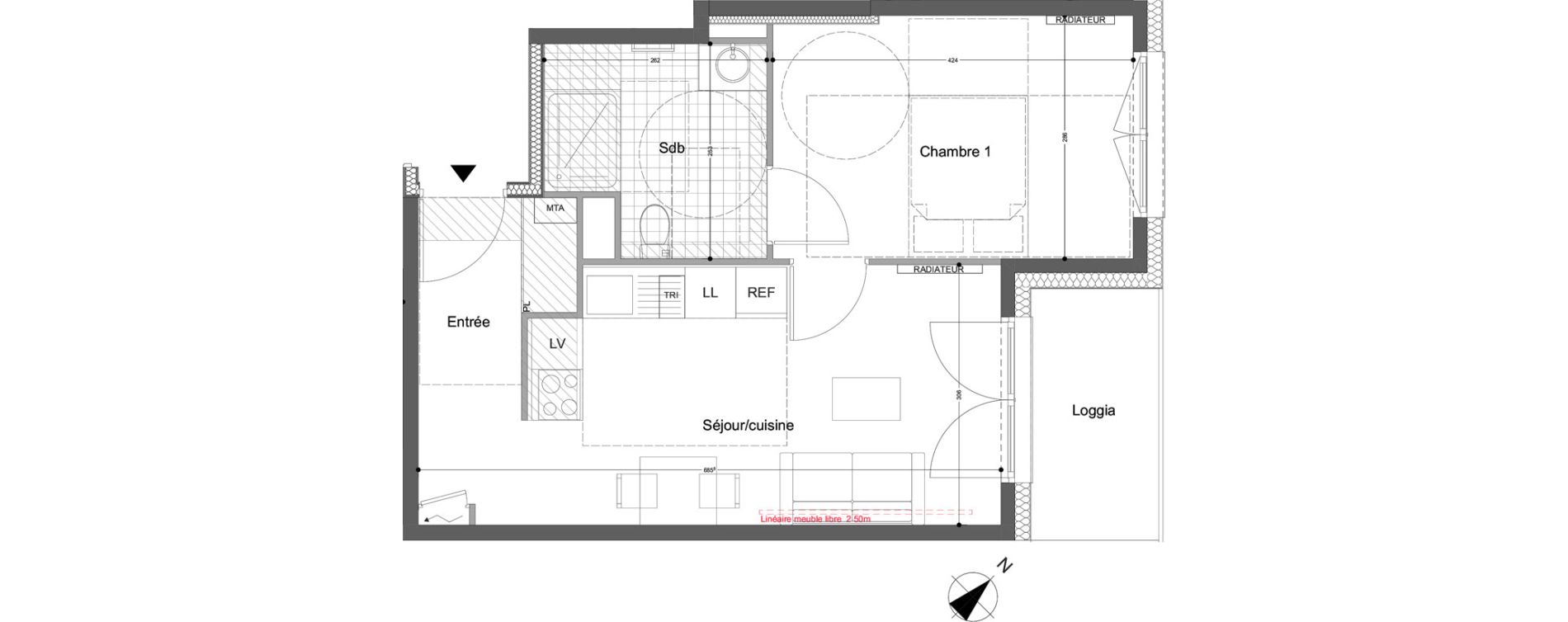 Appartement T2 de 40,00 m2 &agrave; Montigny-L&egrave;s-Metz Liz&eacute;