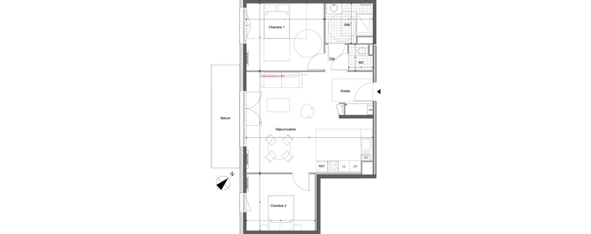 Appartement T3 de 71,00 m2 &agrave; Montigny-L&egrave;s-Metz Liz&eacute;
