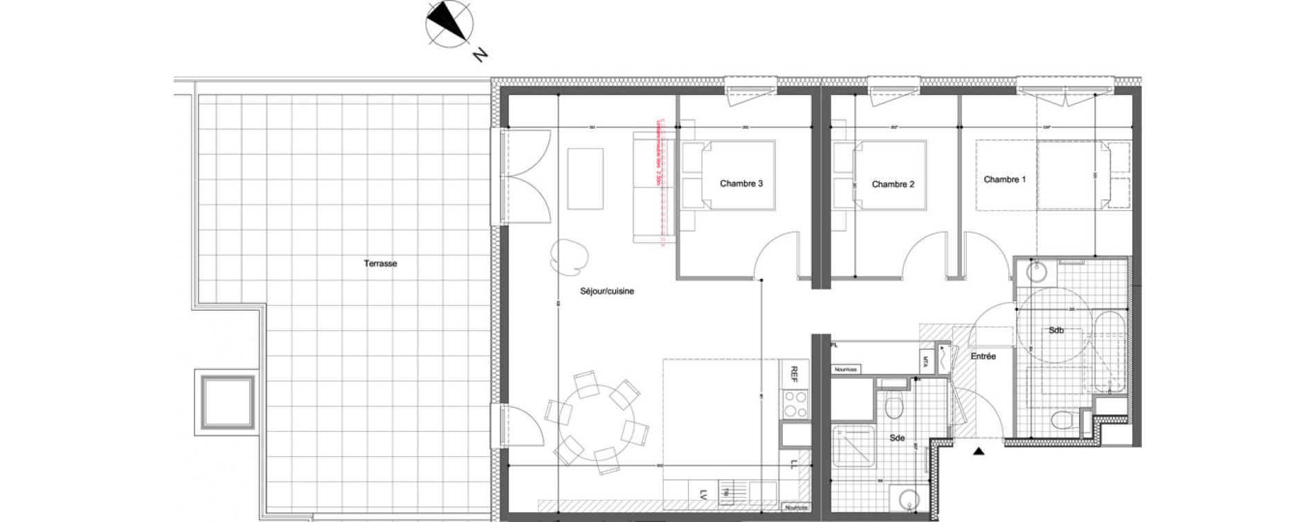 Appartement T4 de 90,00 m2 &agrave; Montigny-L&egrave;s-Metz Liz&eacute;