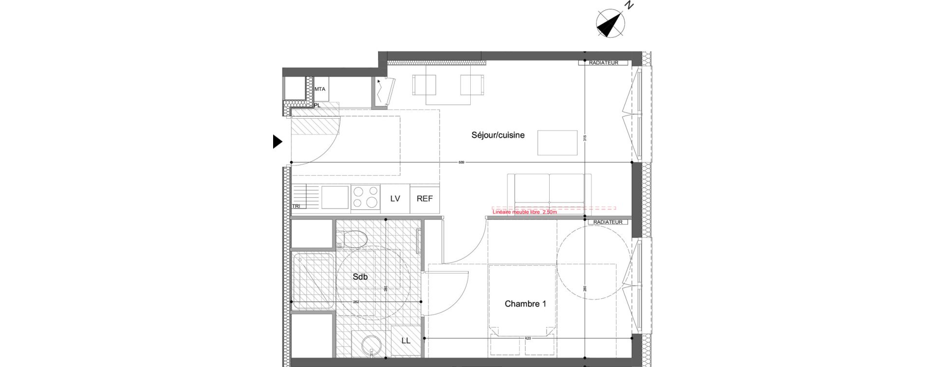 Appartement T2 de 38,00 m2 &agrave; Montigny-L&egrave;s-Metz Liz&eacute;