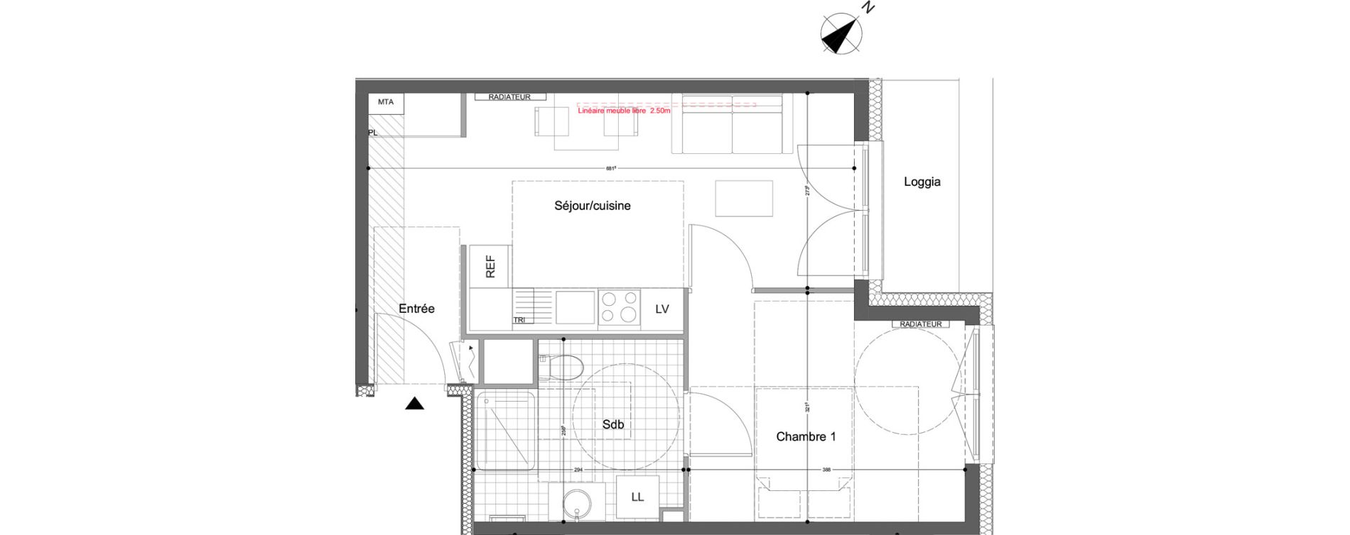 Appartement T2 de 41,00 m2 &agrave; Montigny-L&egrave;s-Metz Liz&eacute;