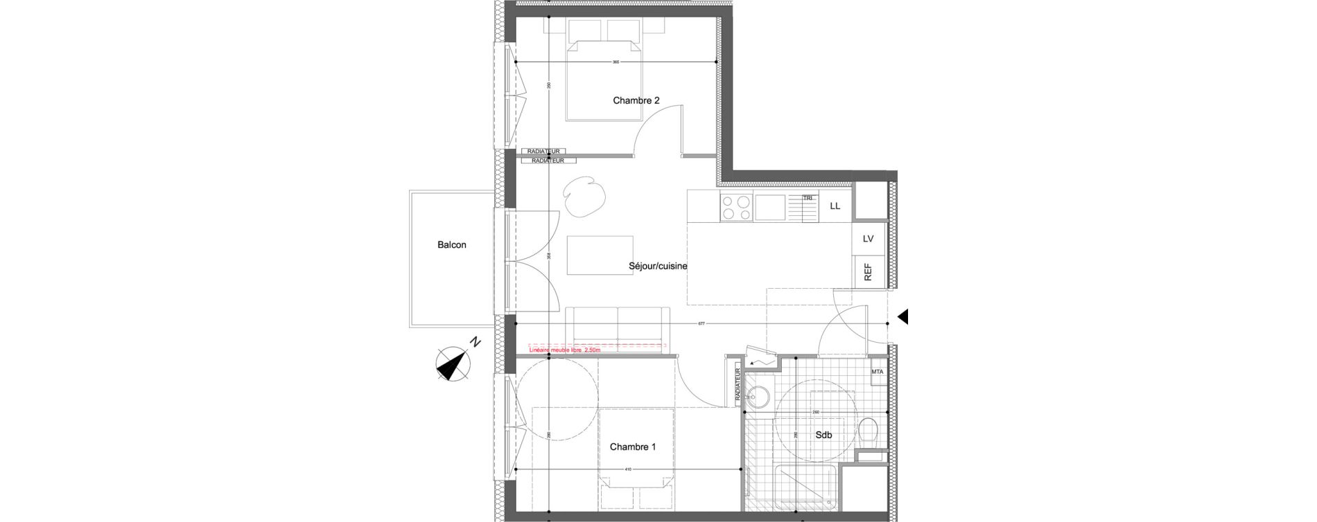Appartement T3 de 48,90 m2 &agrave; Montigny-L&egrave;s-Metz Liz&eacute;