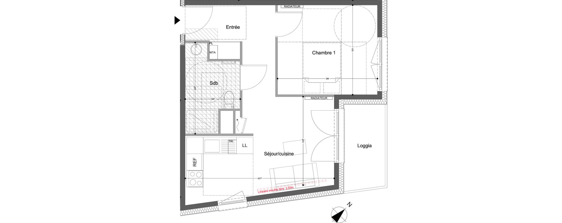 Appartement T2 de 40,20 m2 &agrave; Montigny-L&egrave;s-Metz Liz&eacute;