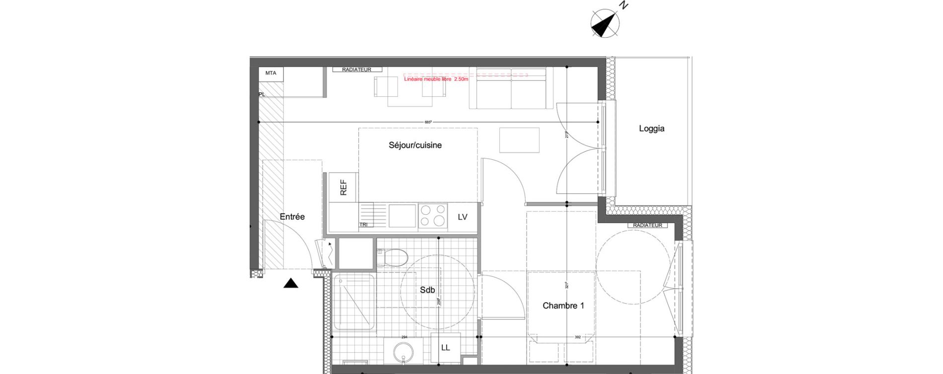 Appartement T2 de 41,30 m2 &agrave; Montigny-L&egrave;s-Metz Liz&eacute;