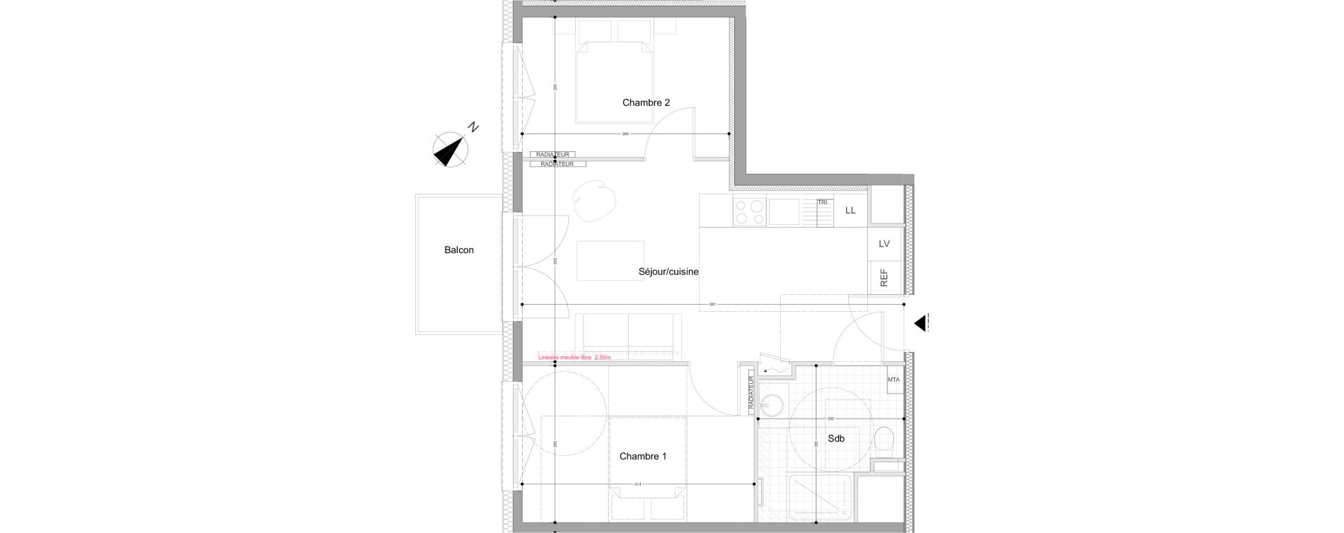 Appartement T3 de 49,30 m2 &agrave; Montigny-L&egrave;s-Metz Liz&eacute;