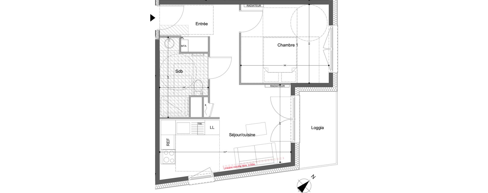 Appartement T2 de 40,20 m2 &agrave; Montigny-L&egrave;s-Metz Liz&eacute;