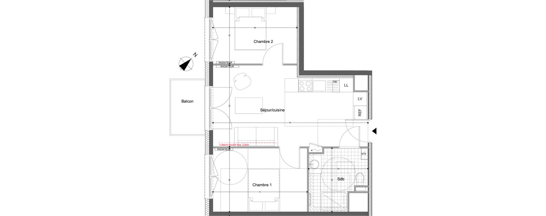 Appartement T3 de 49,30 m2 &agrave; Montigny-L&egrave;s-Metz Liz&eacute;