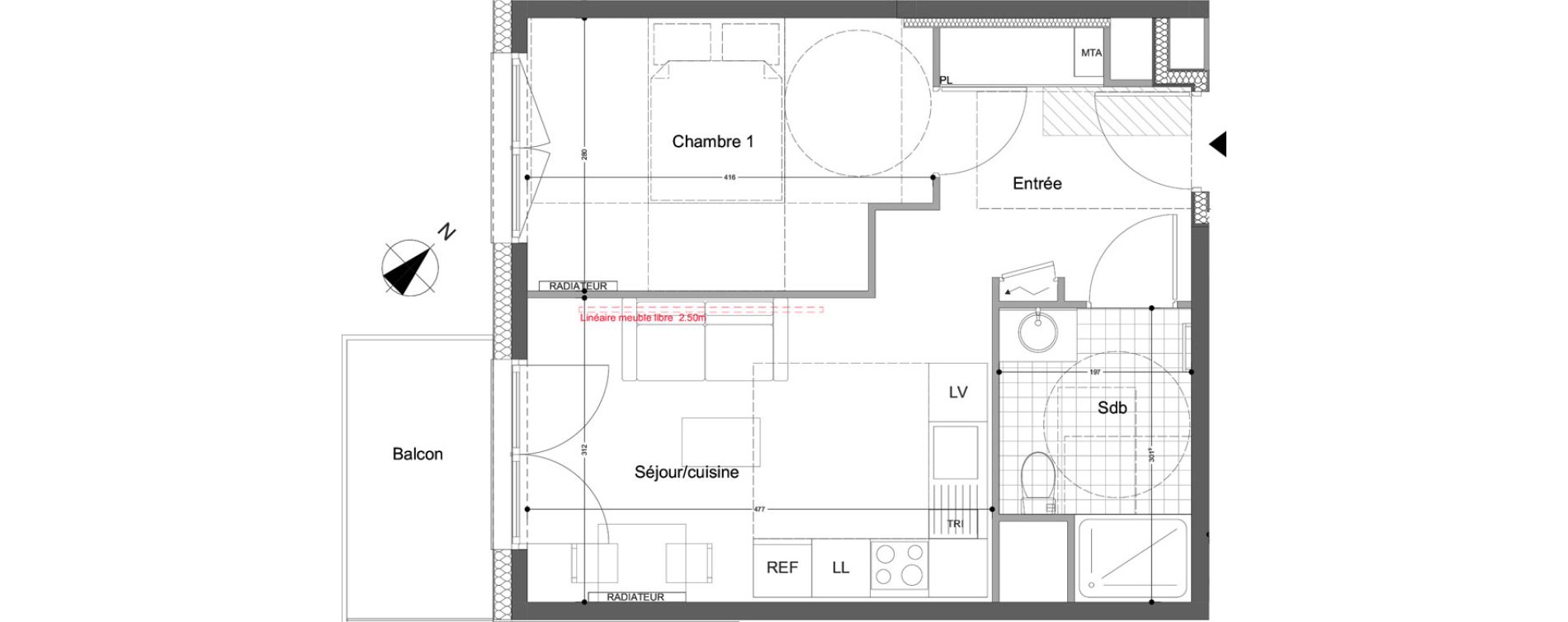Appartement T2 de 38,20 m2 &agrave; Montigny-L&egrave;s-Metz Liz&eacute;