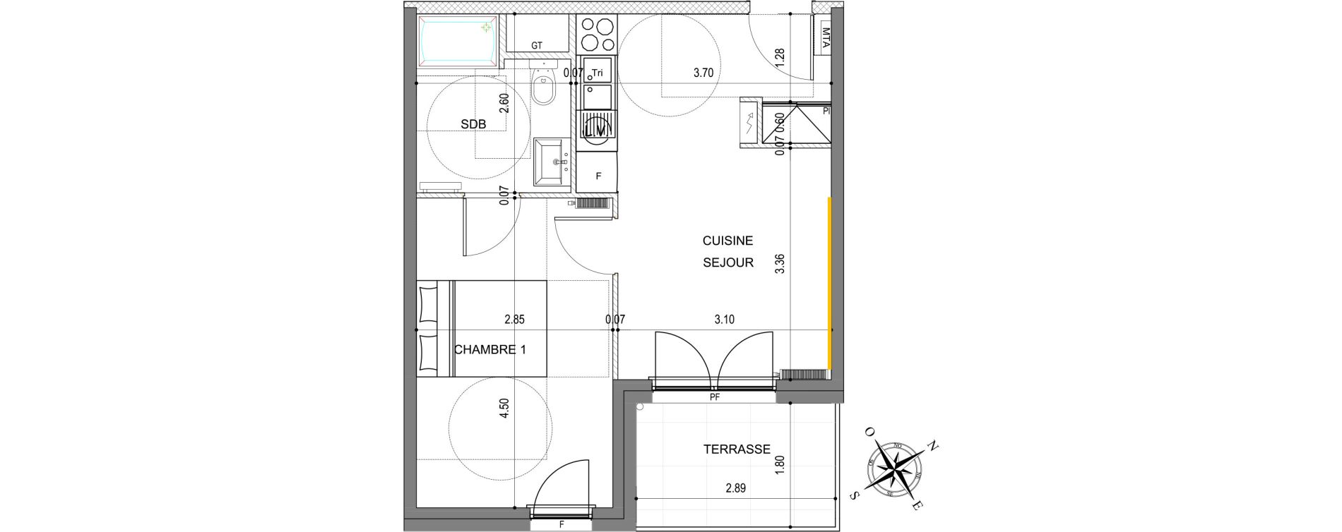Appartement T2 de 35,69 m2 &agrave; Montigny-L&egrave;s-Metz Liz&eacute;