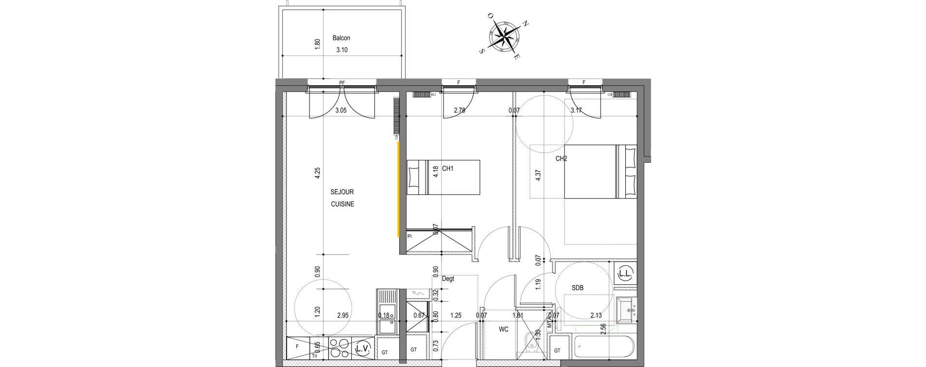 Appartement T3 de 60,19 m2 &agrave; Montigny-L&egrave;s-Metz Liz&eacute;