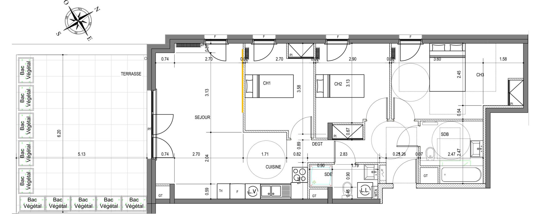 Appartement T4 de 75,36 m2 &agrave; Montigny-L&egrave;s-Metz Liz&eacute;