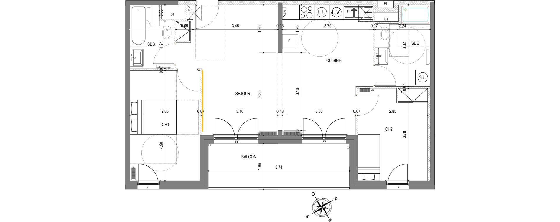 Appartement T3 de 72,07 m2 &agrave; Montigny-L&egrave;s-Metz Liz&eacute;