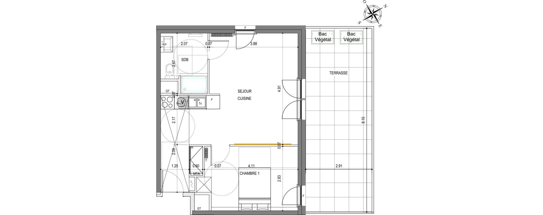 Appartement T2 de 43,62 m2 &agrave; Montigny-L&egrave;s-Metz Liz&eacute;