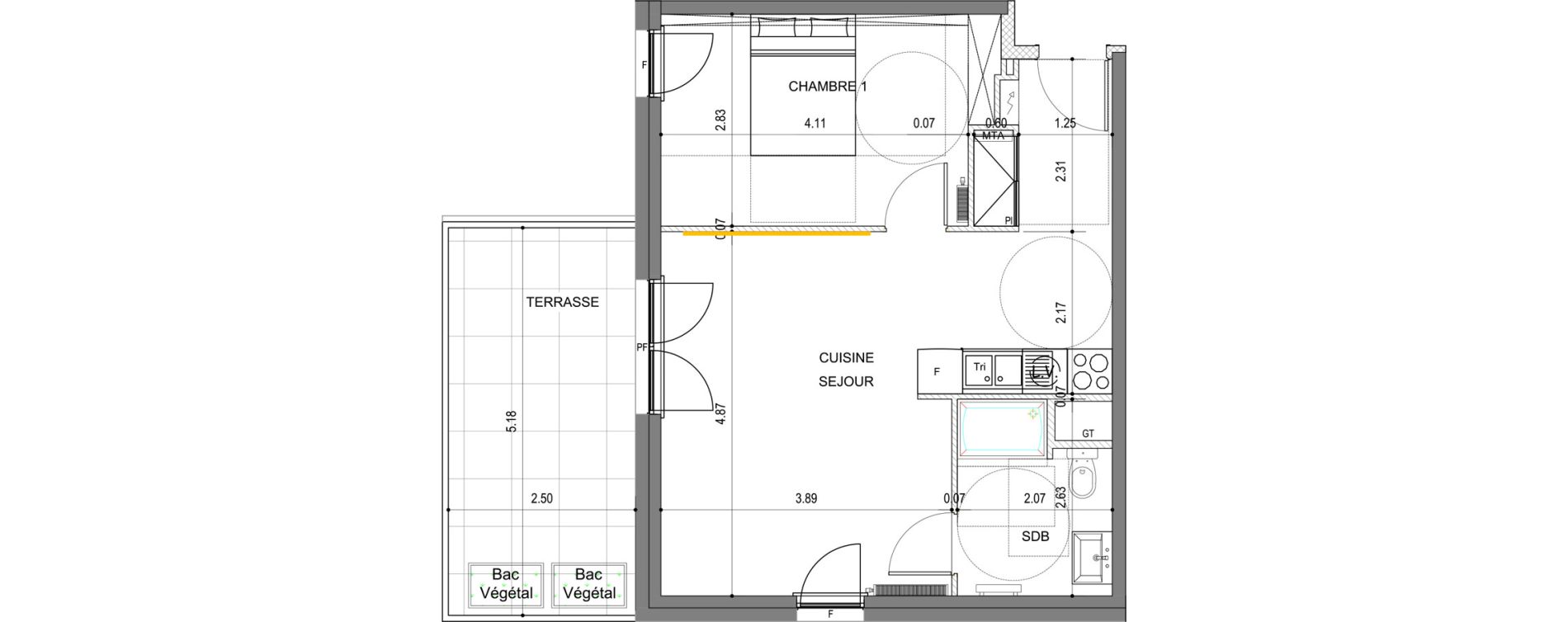 Appartement T2 de 44,28 m2 &agrave; Montigny-L&egrave;s-Metz Liz&eacute;