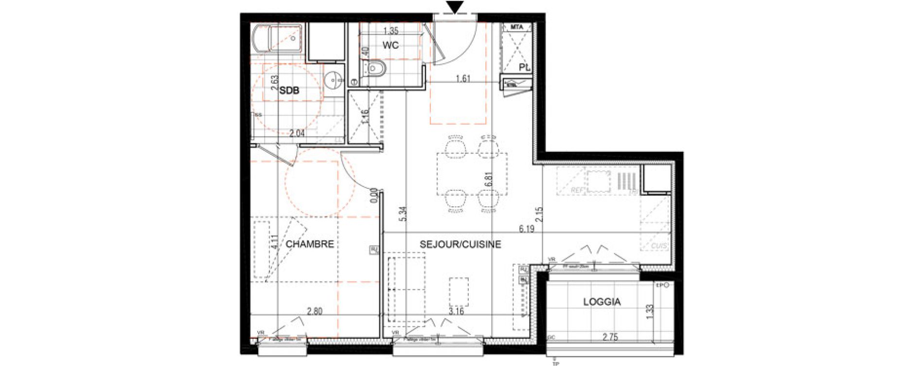 Appartement T2 de 45,10 m2 &agrave; Montigny-L&egrave;s-Metz Liz&eacute;