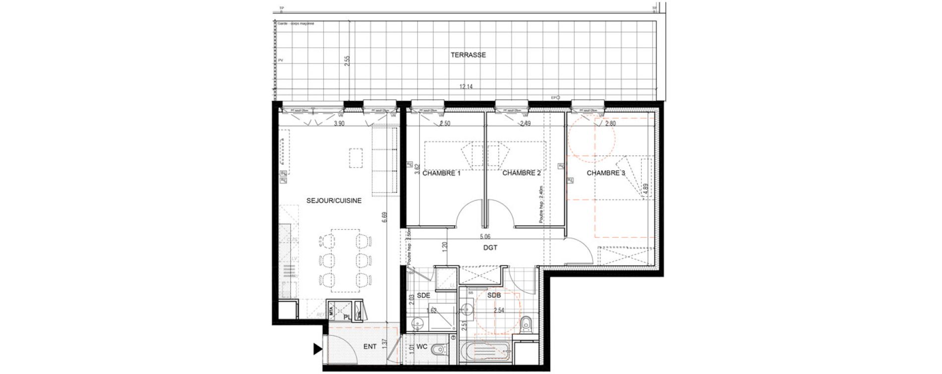 Appartement T4 de 78,25 m2 &agrave; Montigny-L&egrave;s-Metz Liz&eacute;