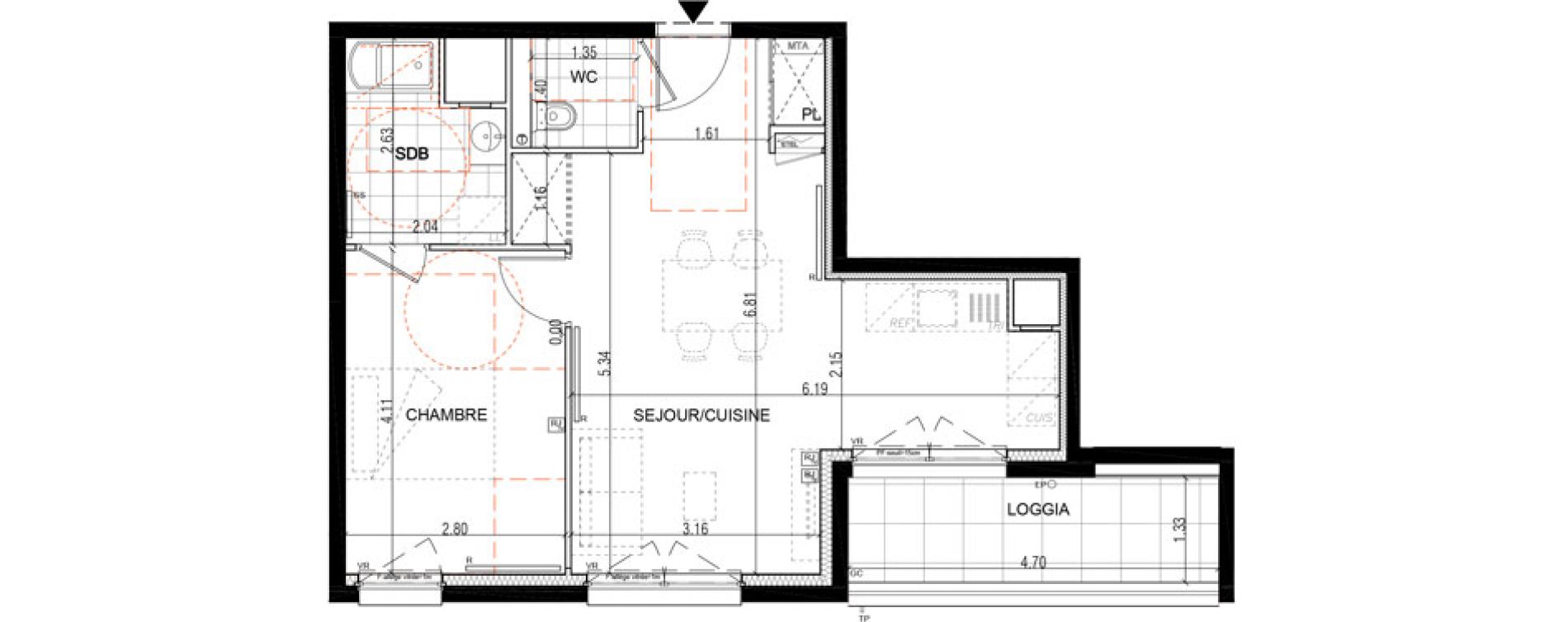 Appartement T2 de 45,10 m2 &agrave; Montigny-L&egrave;s-Metz Liz&eacute;