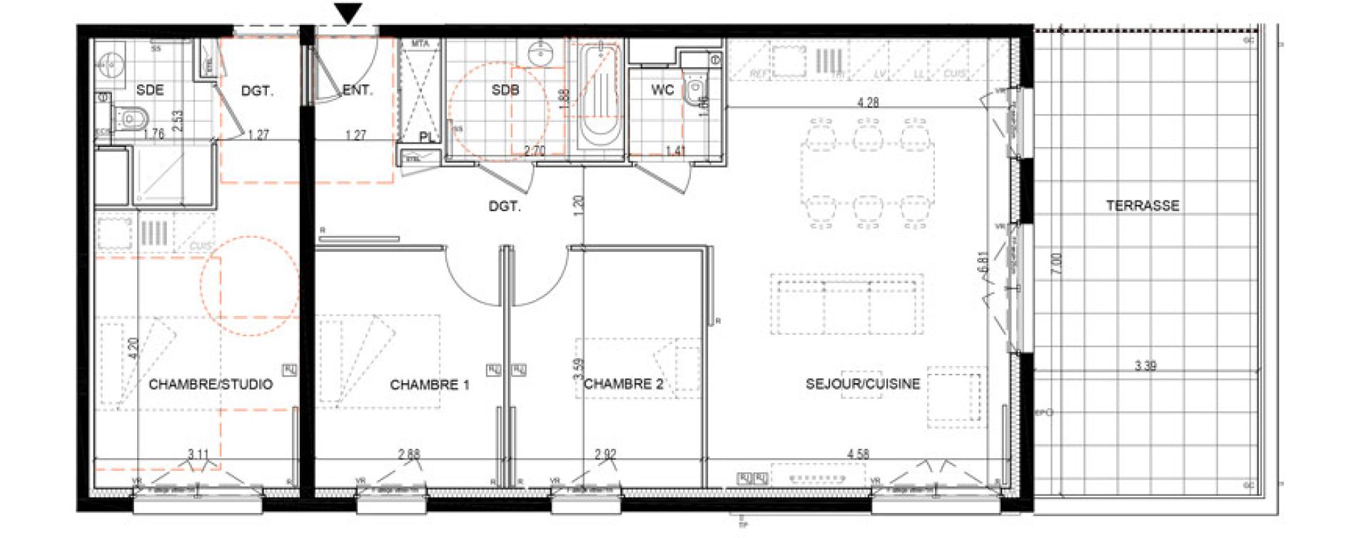 Appartement T4 de 89,20 m2 &agrave; Montigny-L&egrave;s-Metz Liz&eacute;