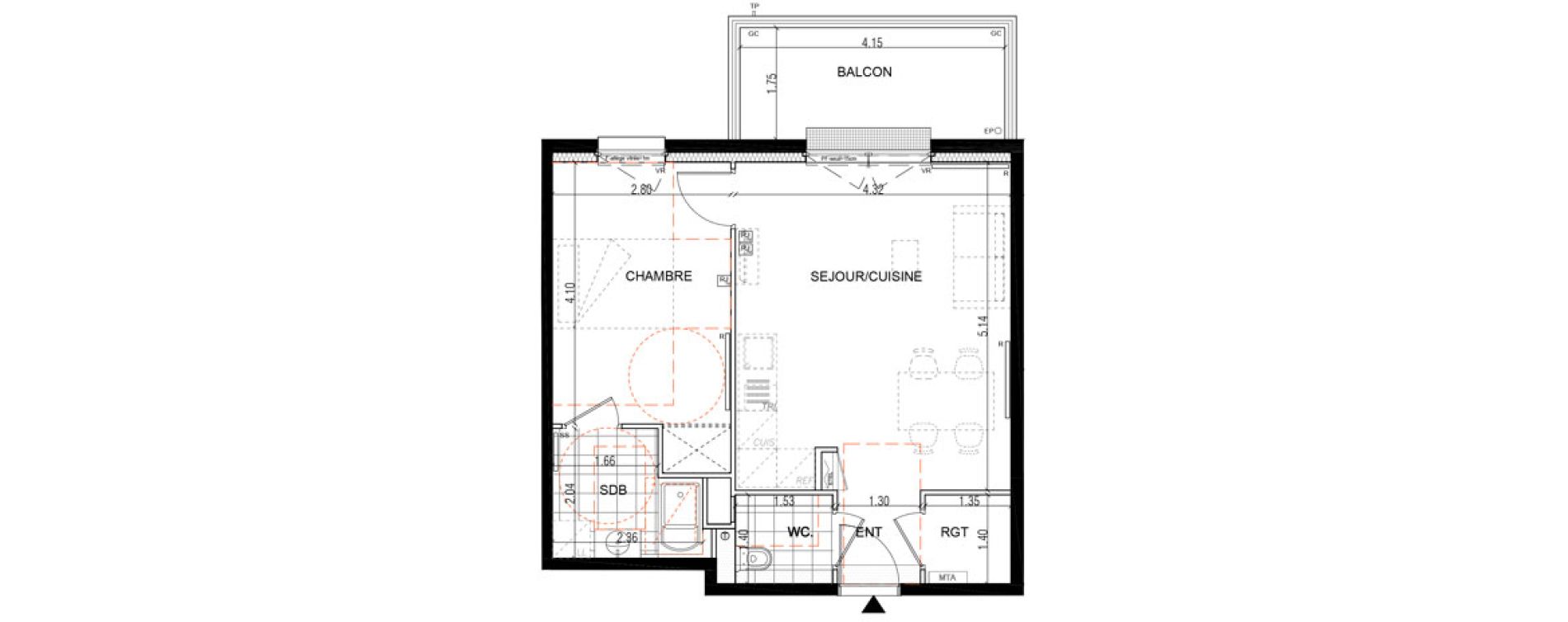 Appartement T2 de 44,50 m2 &agrave; Montigny-L&egrave;s-Metz Liz&eacute;