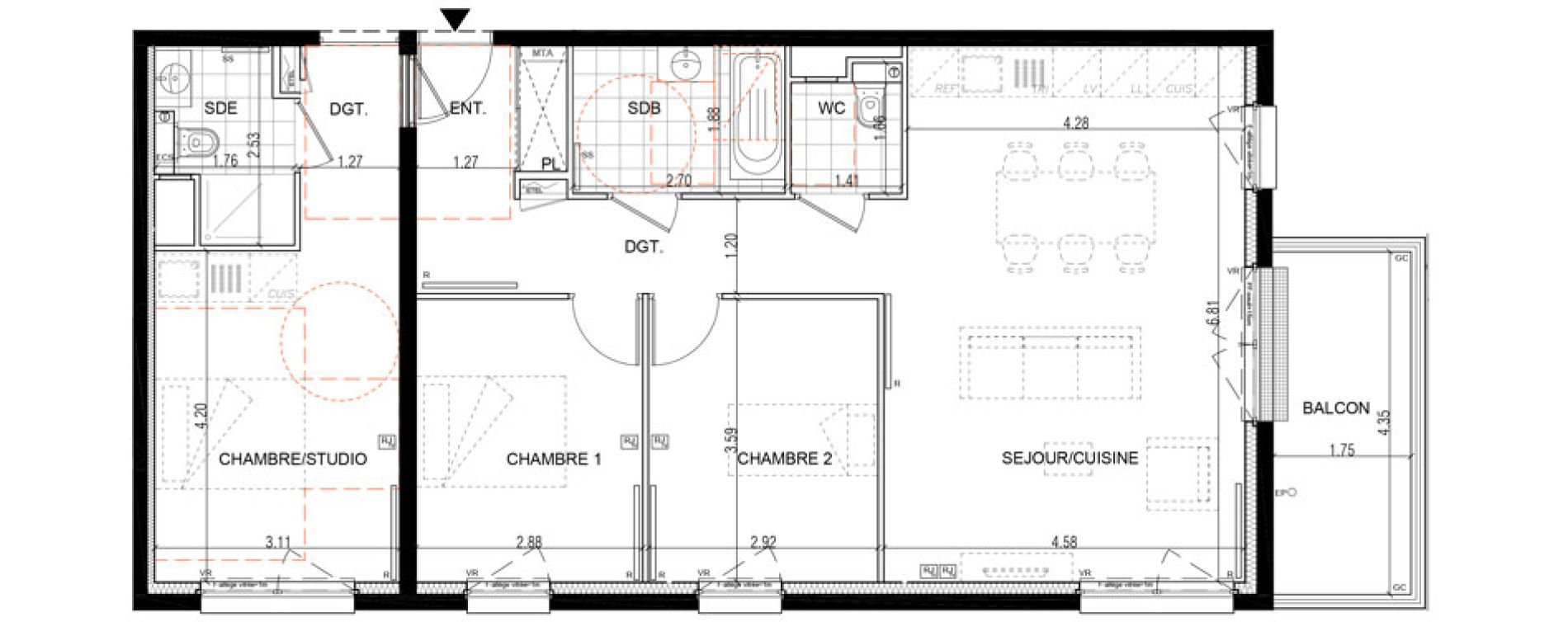Appartement T4 de 89,20 m2 &agrave; Montigny-L&egrave;s-Metz Liz&eacute;