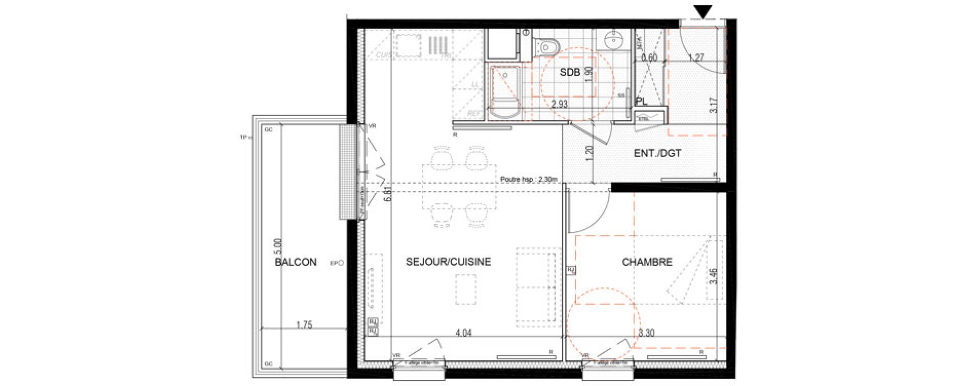 Appartement T2 de 47,95 m2 &agrave; Montigny-L&egrave;s-Metz Liz&eacute;