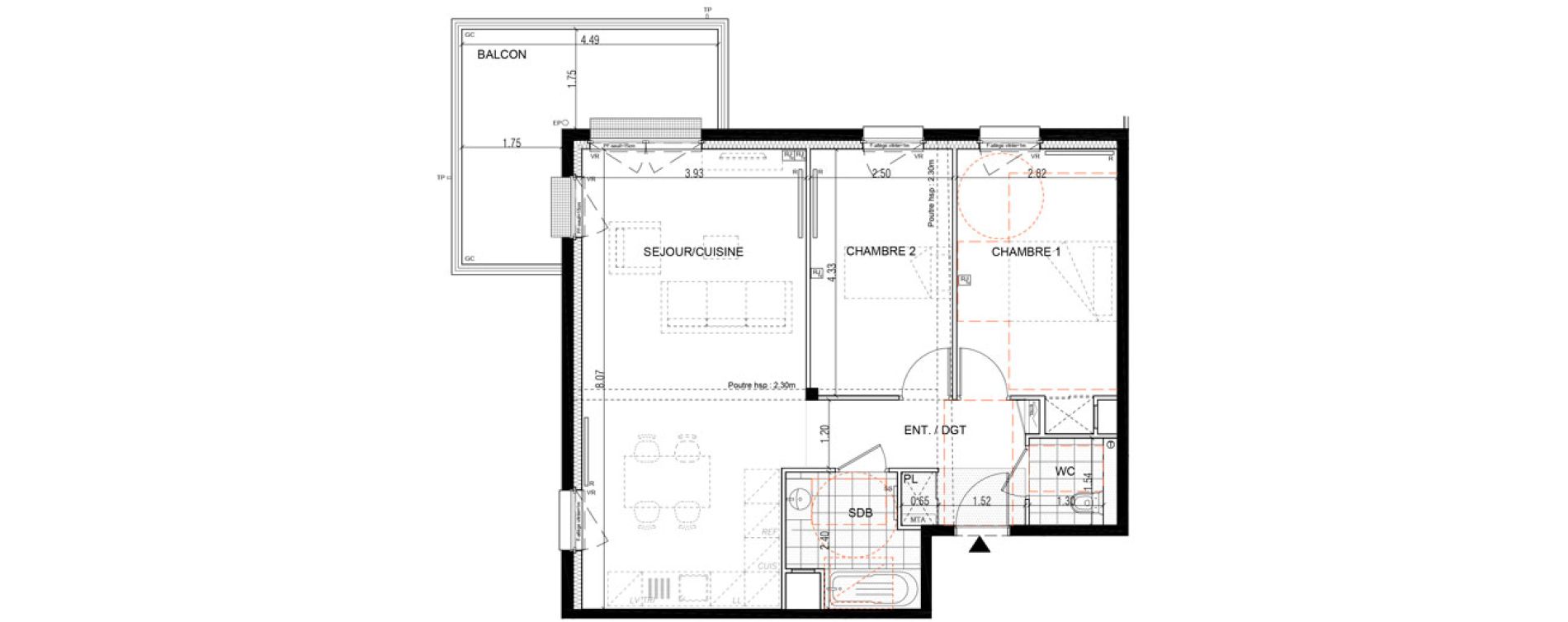 Appartement T3 de 67,45 m2 &agrave; Montigny-L&egrave;s-Metz Liz&eacute;
