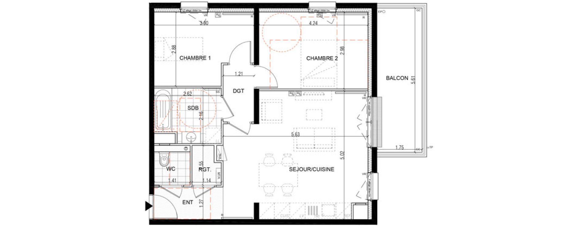 Appartement T3 de 63,25 m2 &agrave; Montigny-L&egrave;s-Metz Liz&eacute;