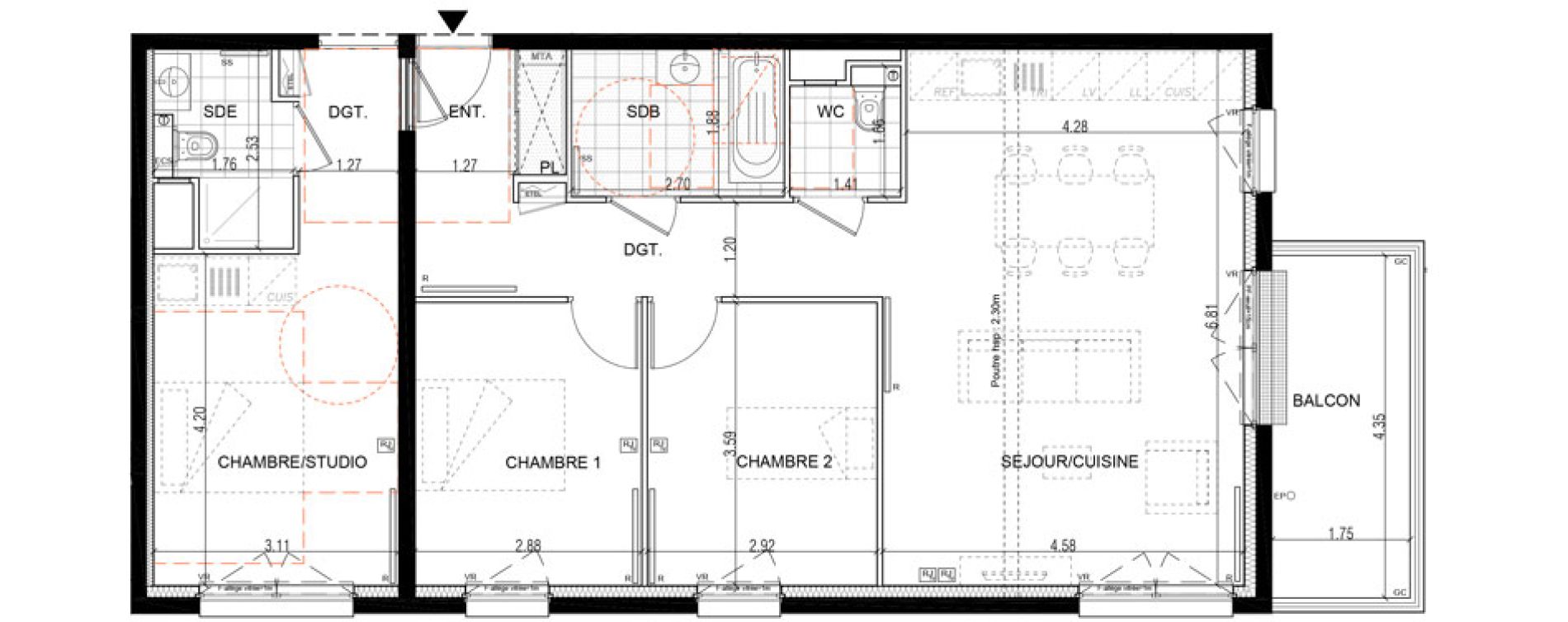 Appartement T4 de 88,85 m2 &agrave; Montigny-L&egrave;s-Metz Liz&eacute;