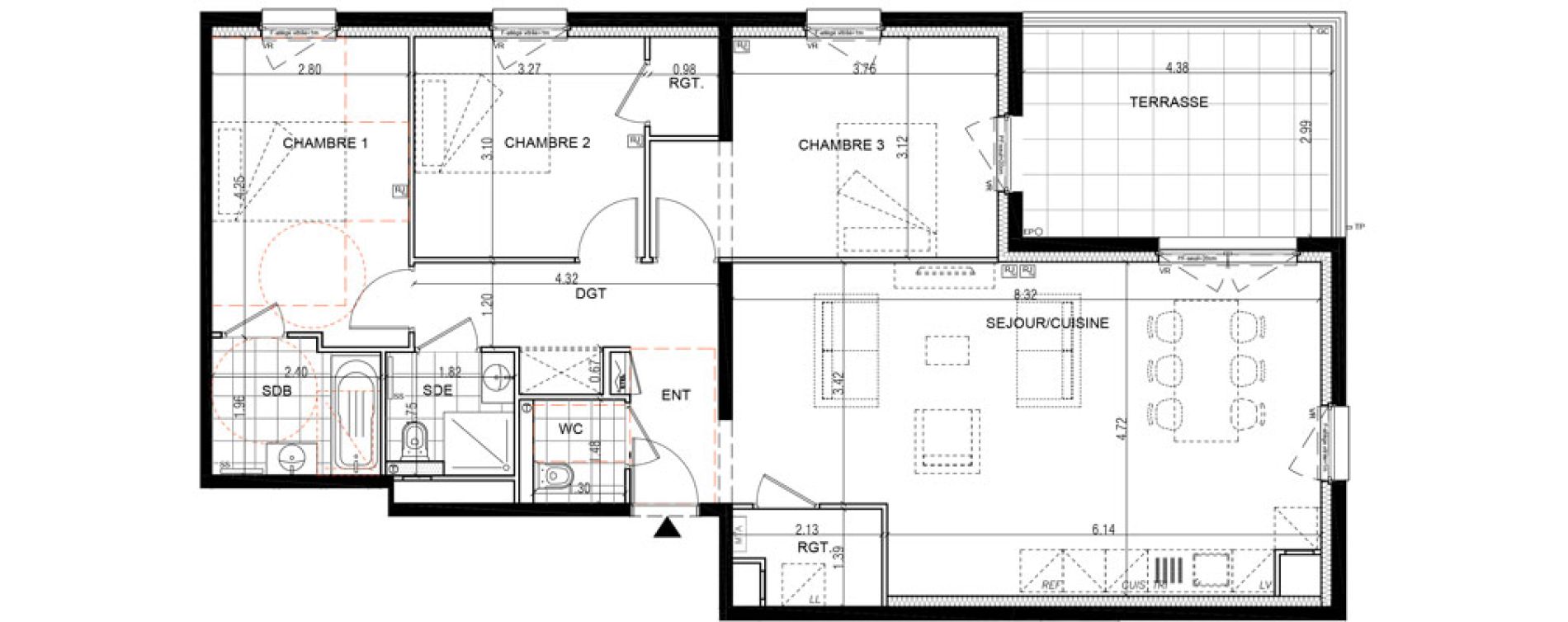 Appartement T4 de 94,40 m2 &agrave; Montigny-L&egrave;s-Metz Liz&eacute;
