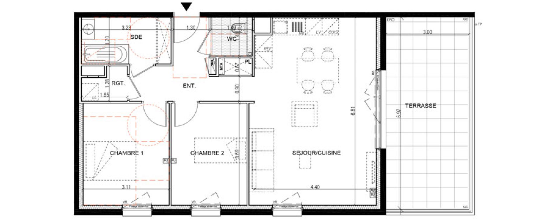 Appartement T3 de 69,05 m2 &agrave; Montigny-L&egrave;s-Metz Liz&eacute;