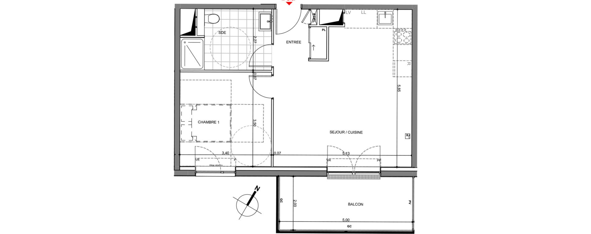 Appartement T2 de 47,94 m2 &agrave; Montigny-L&egrave;s-Metz Centre