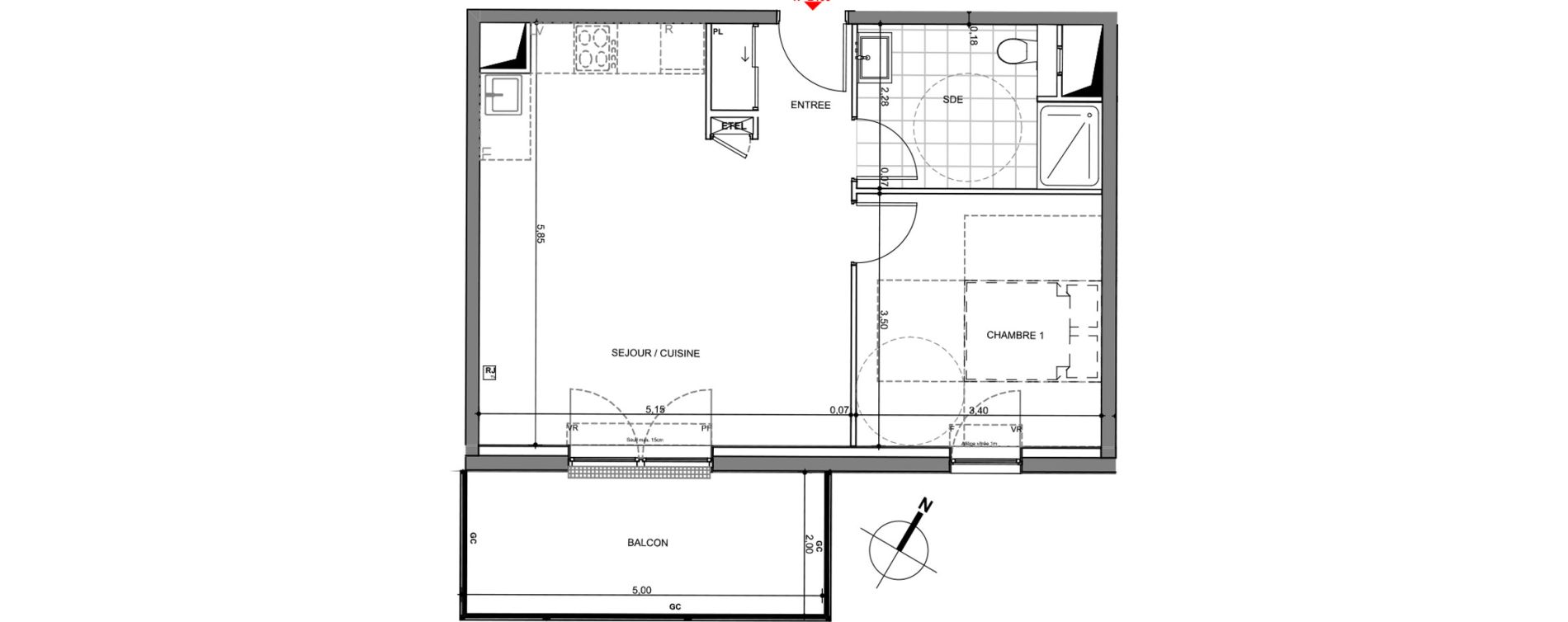 Appartement T2 de 48,22 m2 &agrave; Montigny-L&egrave;s-Metz Centre