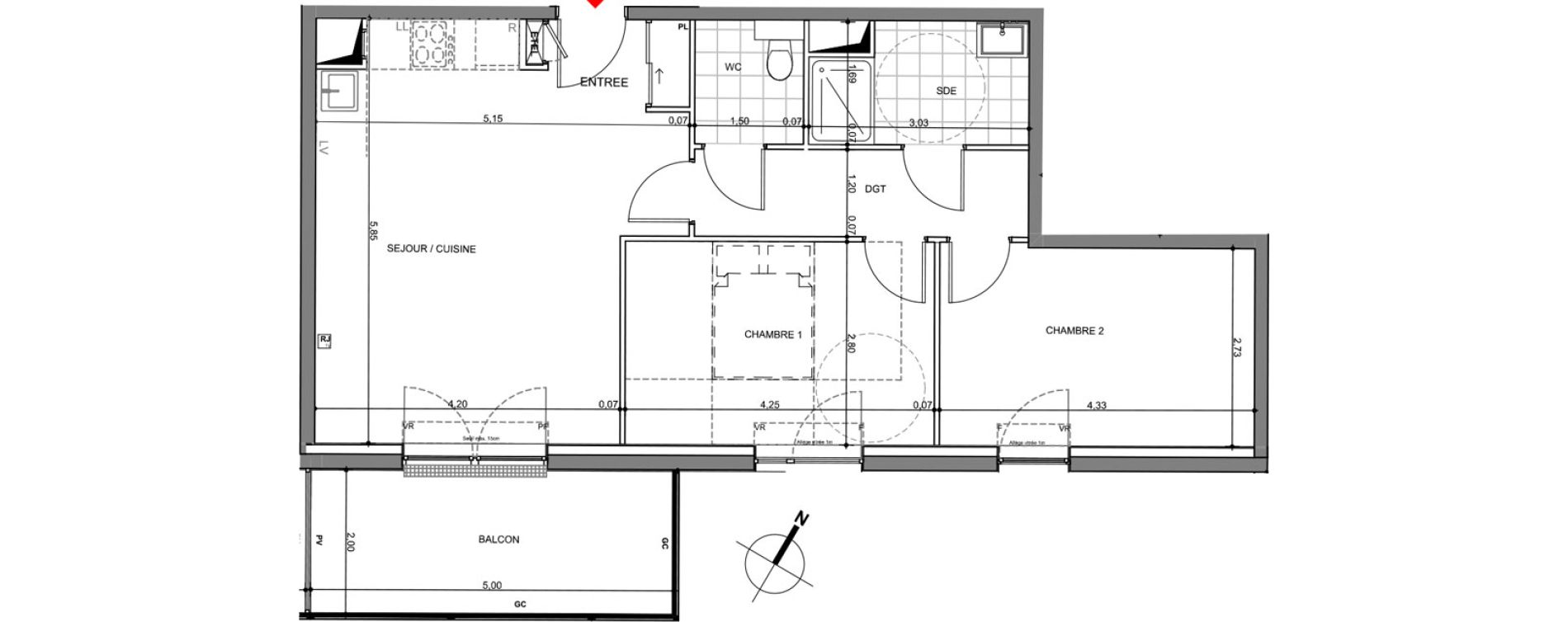 Appartement T3 de 63,21 m2 &agrave; Montigny-L&egrave;s-Metz Centre