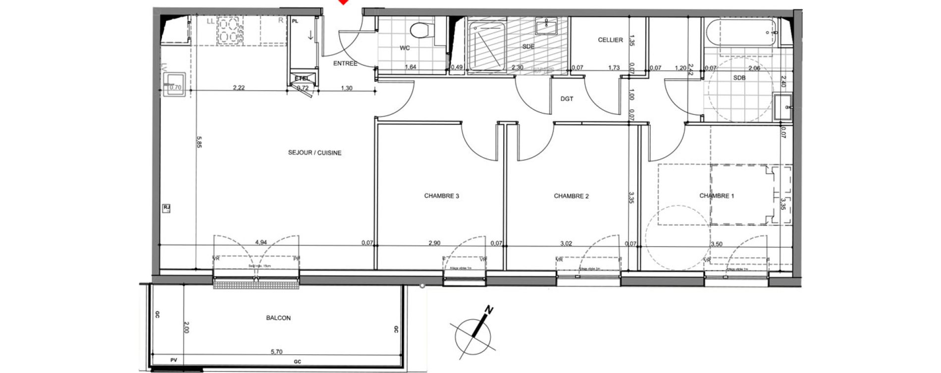 Appartement T4 de 81,06 m2 &agrave; Montigny-L&egrave;s-Metz Centre