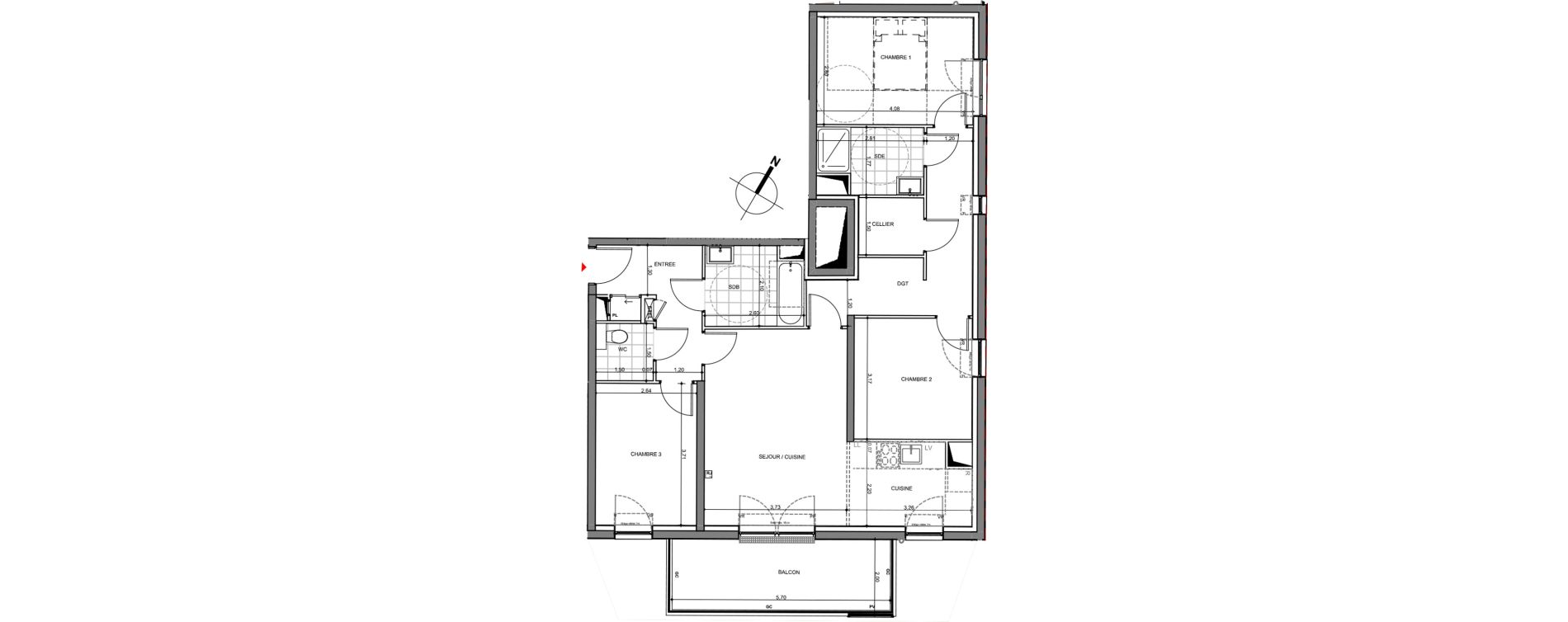 Appartement T4 de 88,33 m2 &agrave; Montigny-L&egrave;s-Metz Centre