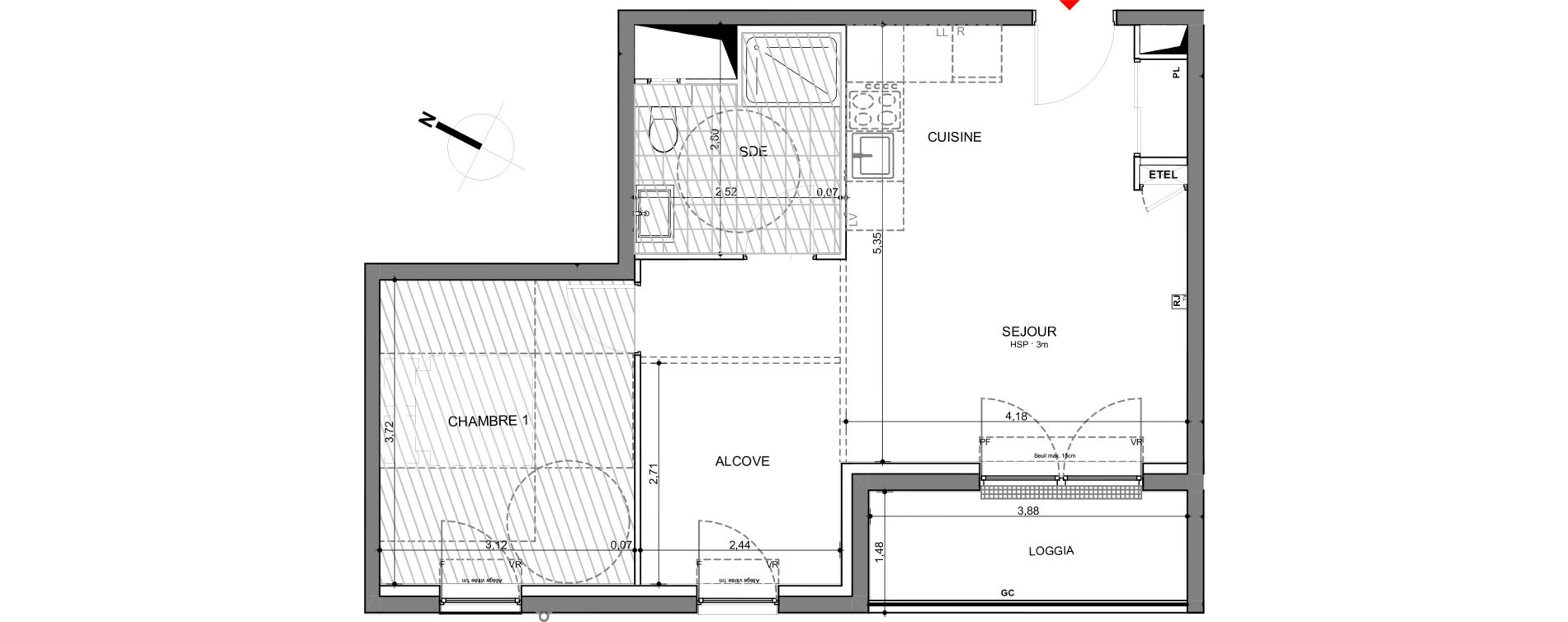 Appartement T2 de 49,28 m2 &agrave; Montigny-L&egrave;s-Metz Centre