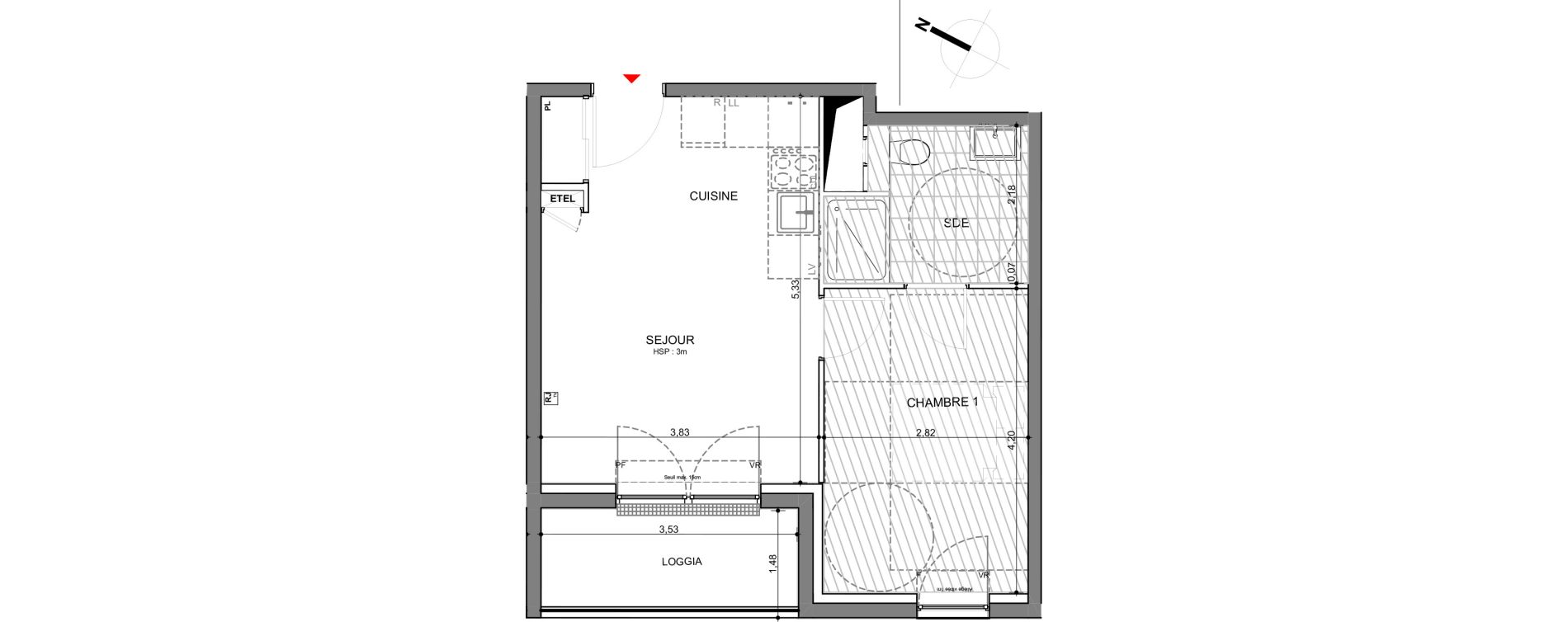 Appartement T2 de 37,54 m2 &agrave; Montigny-L&egrave;s-Metz Centre