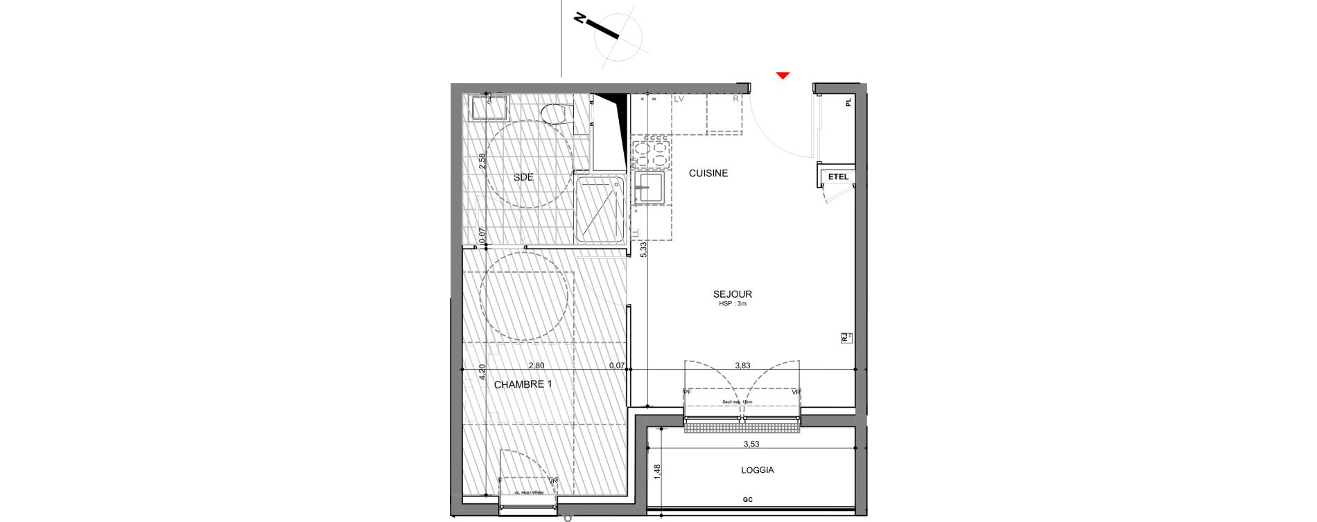 Appartement T2 de 38,25 m2 &agrave; Montigny-L&egrave;s-Metz Centre