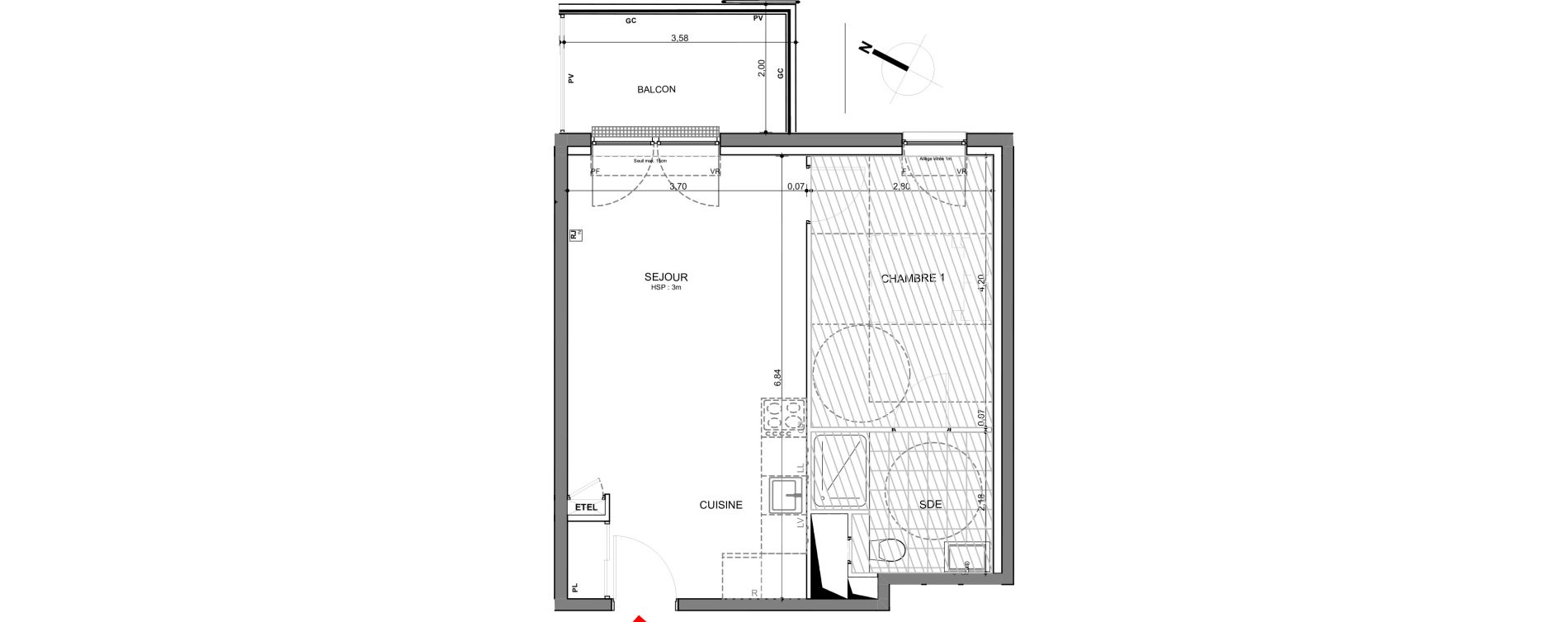Appartement T2 de 42,26 m2 &agrave; Montigny-L&egrave;s-Metz Centre